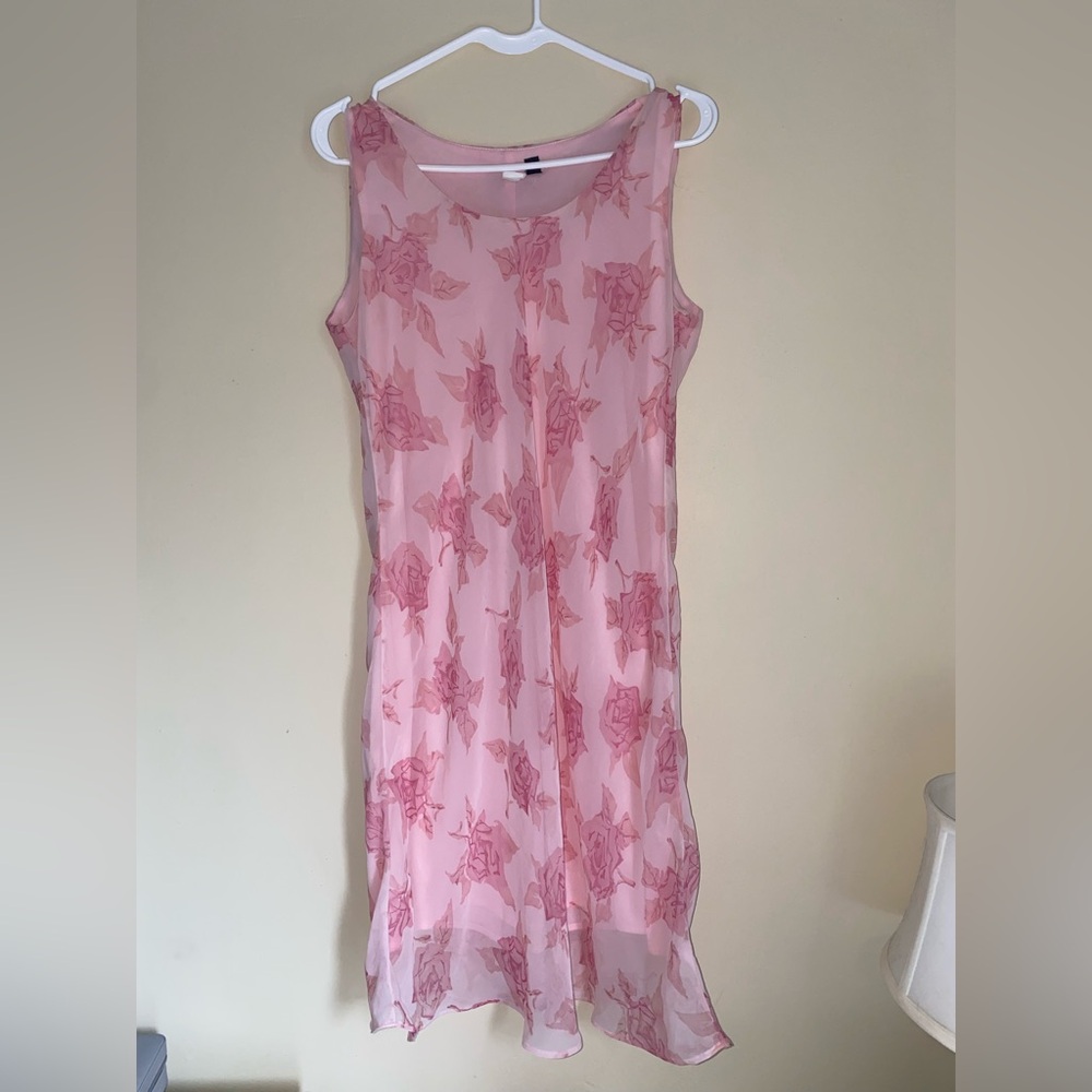 Vintage Floral Pink Sleeveless Dress